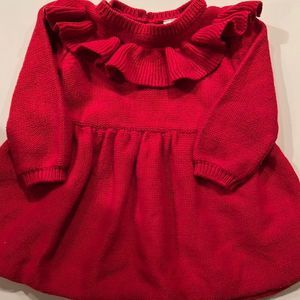 🛍Pretty Little Girls Red Sweater Dress size 6 months 🛍👗